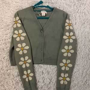 Jessica Simpson flower cropped cardigan - women’s sz L